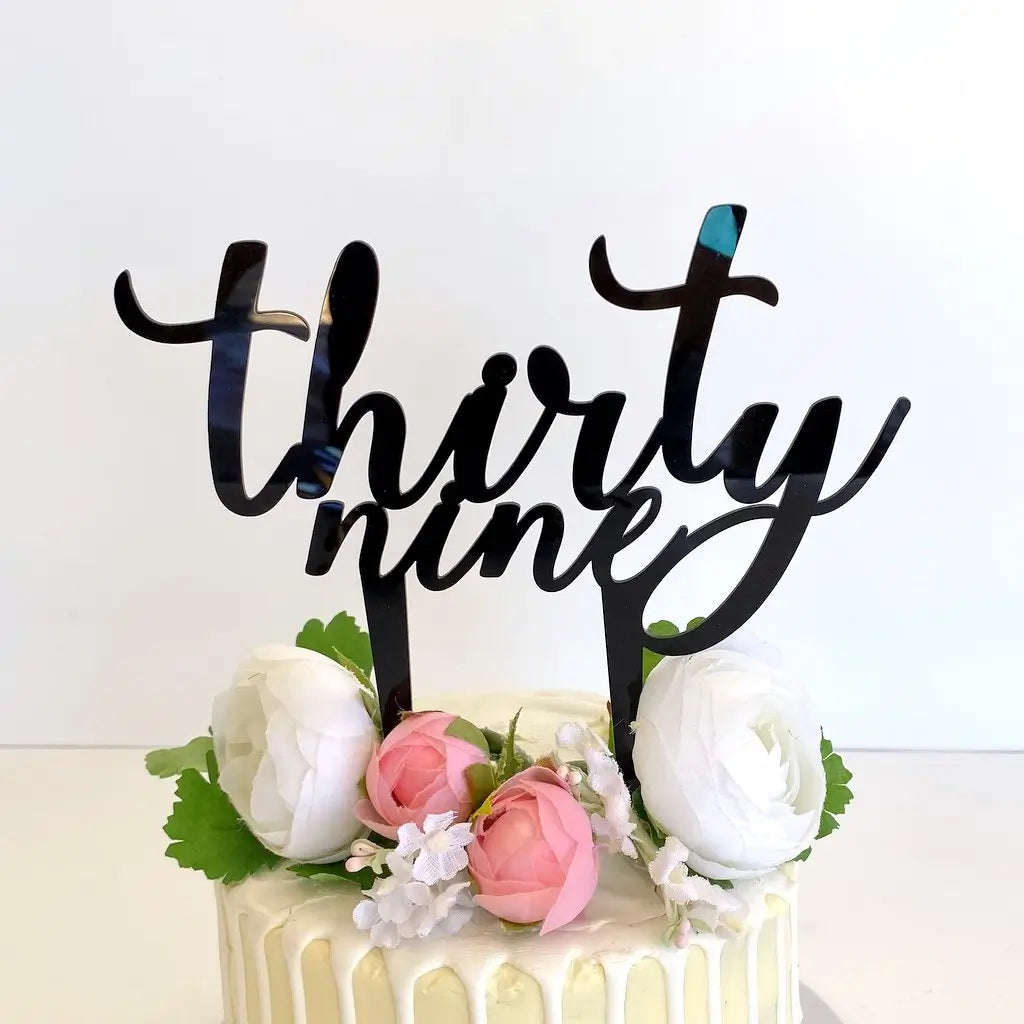 Acrylic Black 'thirty nine' Birthday Cake Topper