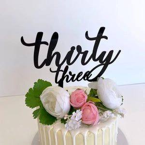 Acrylic Black 'thirty three' Birthday Cake Topper