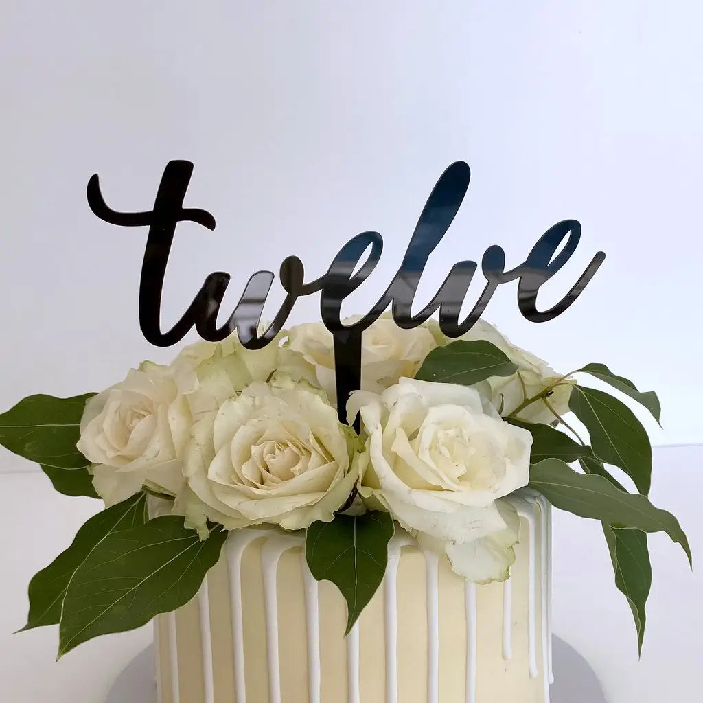 Acrylic Black 'Twelve' 12th birthday Cake Topper