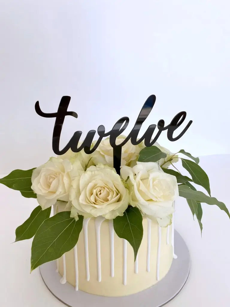 Acrylic Black 'Twelve' 12th birthday Cake Topper