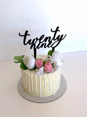 Acrylic Black 'twenty nine' Script Cake Topper