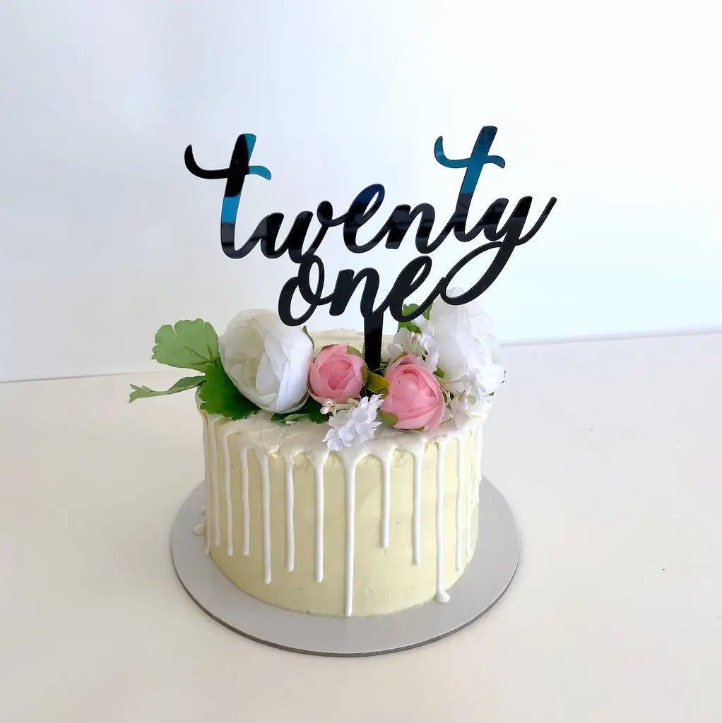 Acrylic Black 'twenty one' Birthday Cake Topper