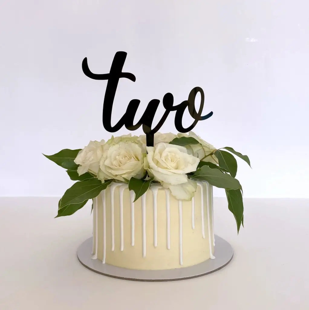 Acrylic Black 'Two' Birthday Cake Topper