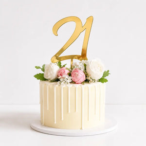 Acrylic Gold Age 21 Birthday Cake Topper