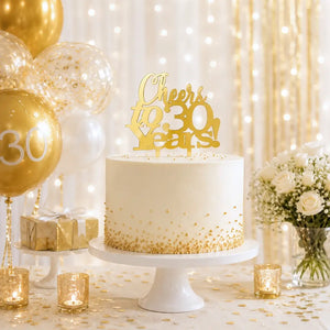 Acrylic Gold 'Cheers to 30 Years!' Cake Topper