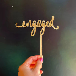 Acrylic Gold 'engaged' Cake Topper