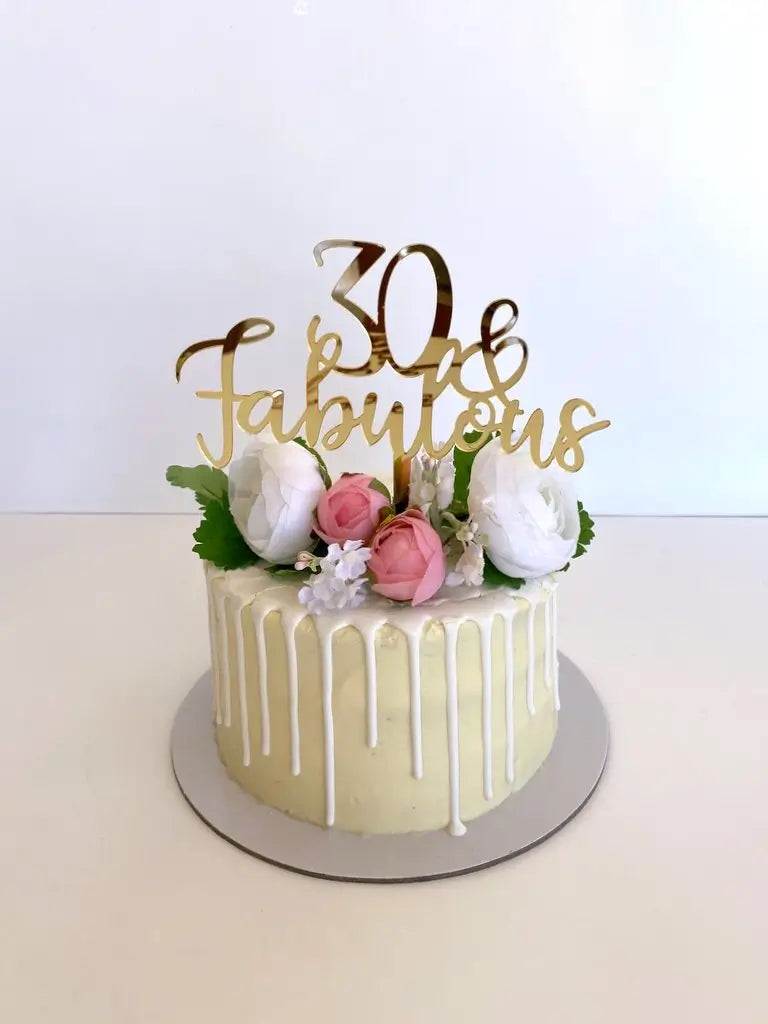Acrylic Gold Mirror '30 & Fabulous' Cake Topper