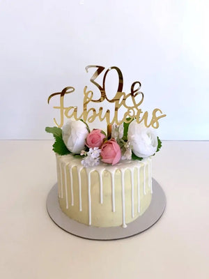 Acrylic Gold Mirror '30 & Fabulous' 30th birthday Cake Topper