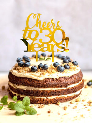 Acrylic Gold Mirror 'Cheers to 30 Years!' Cake Topper