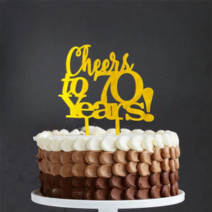 Acrylic Gold 'Cheers to 70 Years!' Birthday Cake Topper