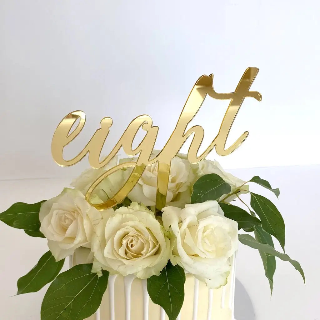 Acrylic Gold Mirror 'Eight' Birthday Cake Topper