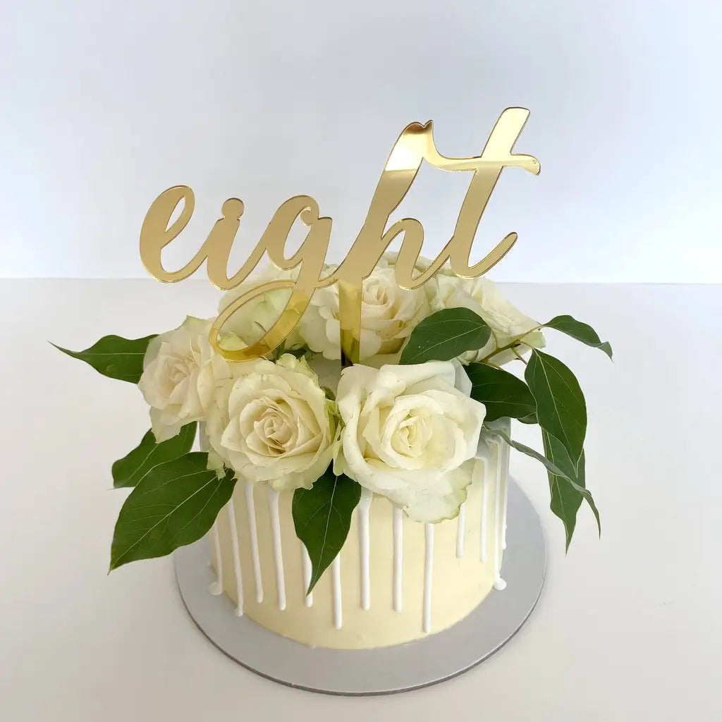 Acrylic Gold Mirror 'Eight' Birthday Cake Topper