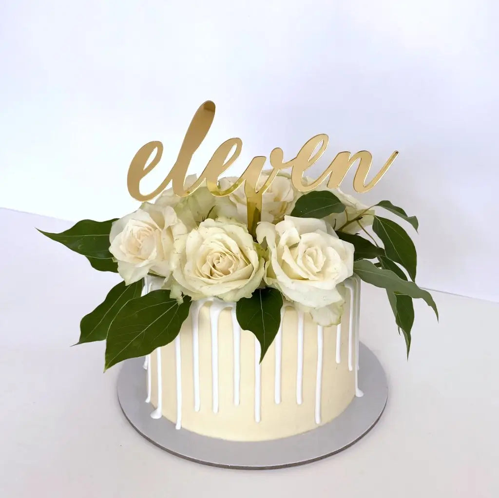 Acrylic Gold Mirror 'eleven' Cake Topper