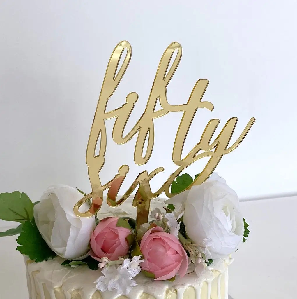Acrylic Gold 'fifty six' Birthday Cake Topper