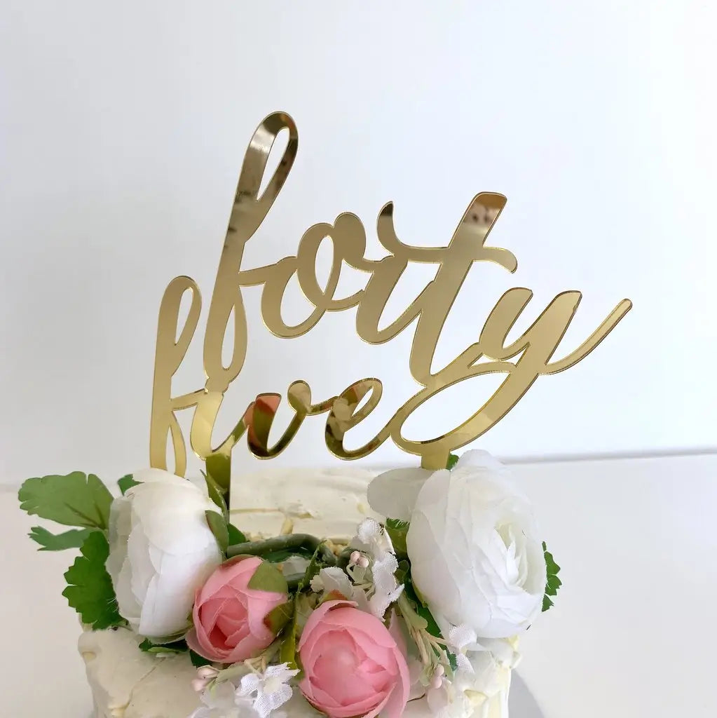 Acrylic Gold Mirror 'forty five' Birthday Cake Topper