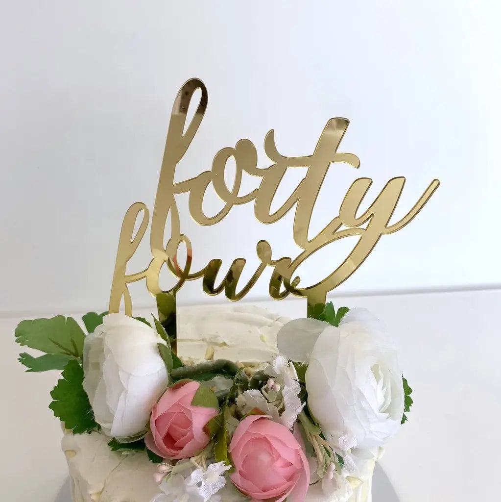 Acrylic Gold 'forty four' Birthday Cake Topper