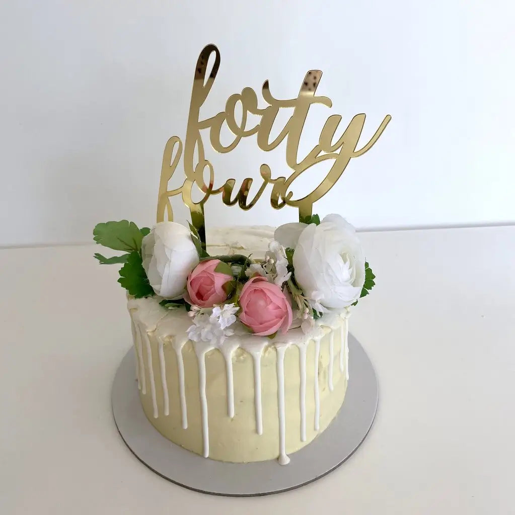 Acrylic Gold 'forty four' Birthday Cake Topper
