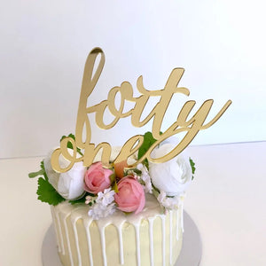 Acrylic Gold Mirror 'forty one' Birthday Cake Topper