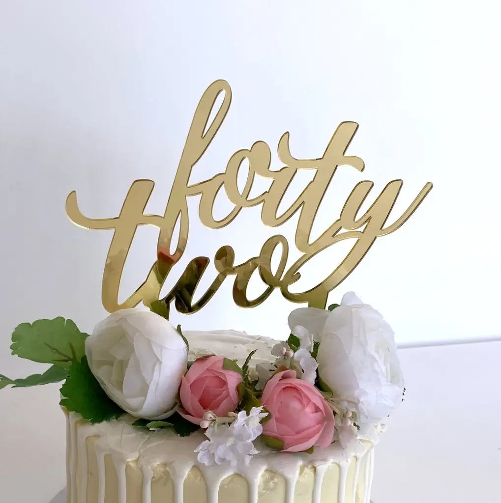 Acrylic Gold Mirror 'forty two' Birthday Cake Topper