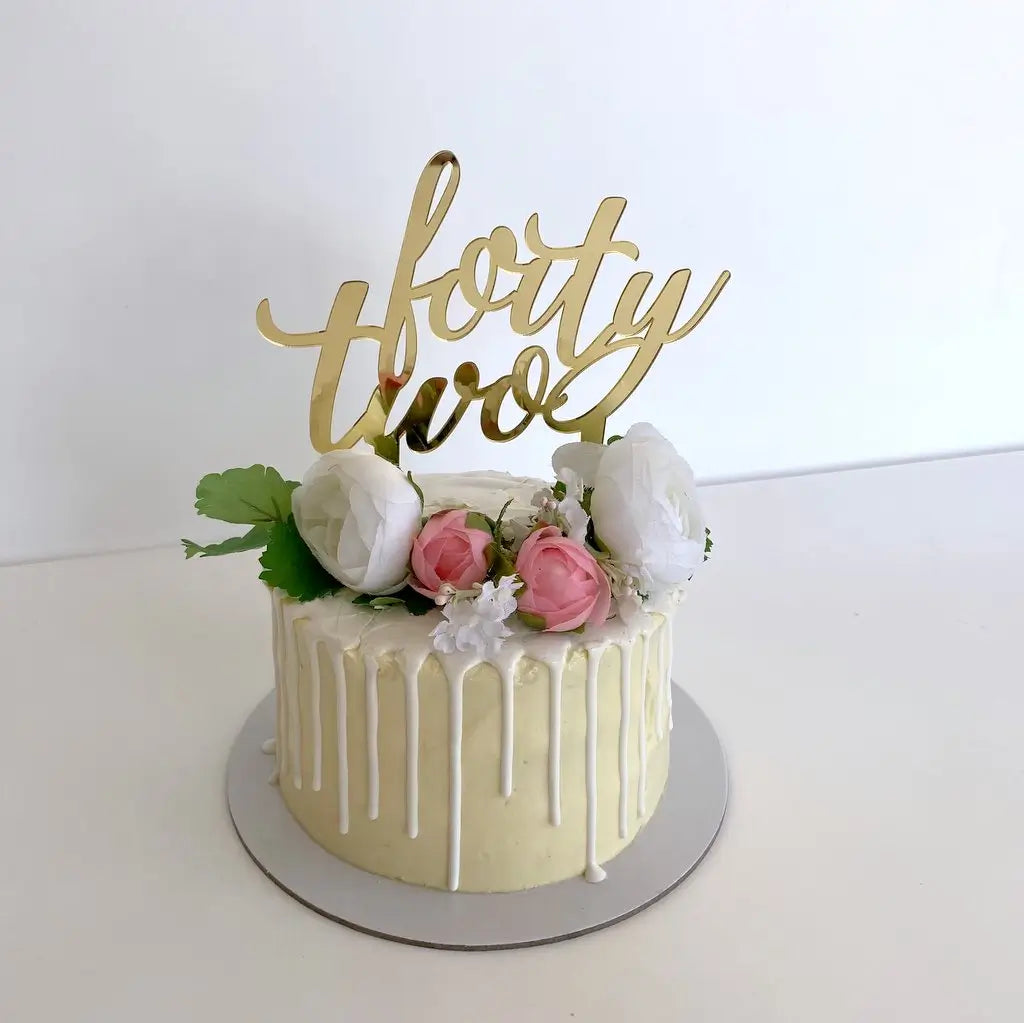 Acrylic Gold Mirror 'forty two' Birthday Cake Topper