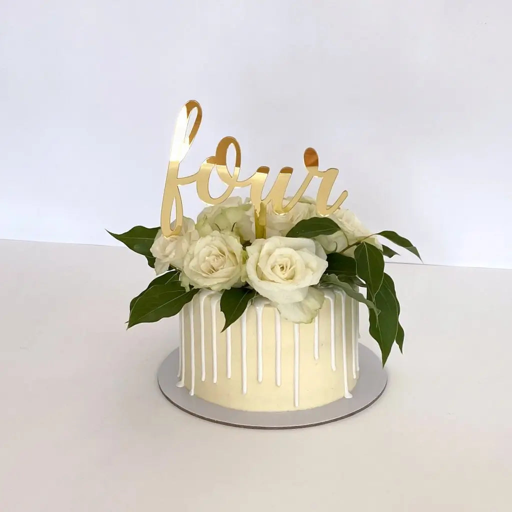 Acrylic Gold Mirror 'Four' Birthday Cake Topper