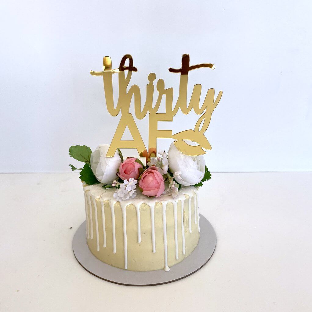 Acrylic Gold Mirror 'thirty AF' Birthday Cake Topper