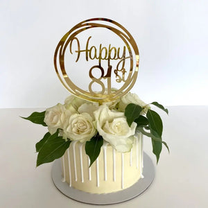 Acrylic Gold Geometric Circle Happy 81st birthday Cake Topper