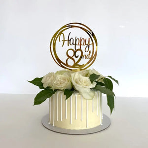 Acrylic Gold Geometric Circle Happy 82nd birthday Cake Topper