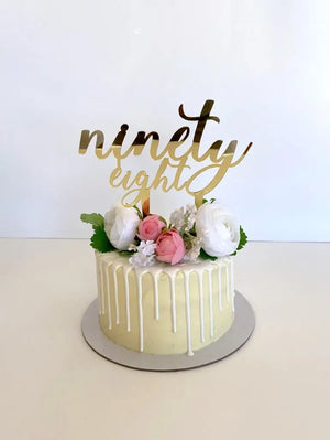 Acrylic Gold 'ninety eight' Birthday Cake Topper