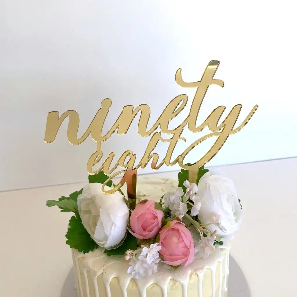 Acrylic Gold Mirror 'ninety eight' Birthday Cake Topper