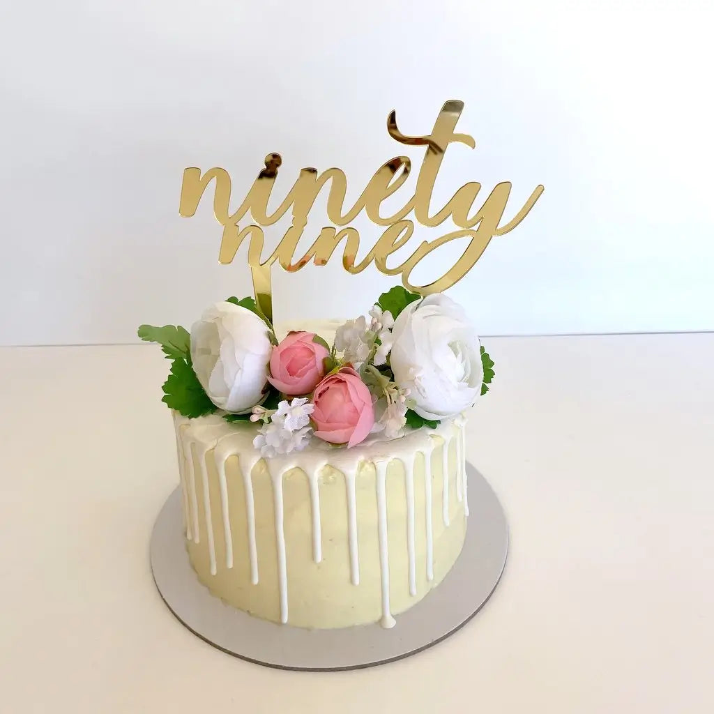Acrylic Gold 'ninety nine' Birthday Cake Topper