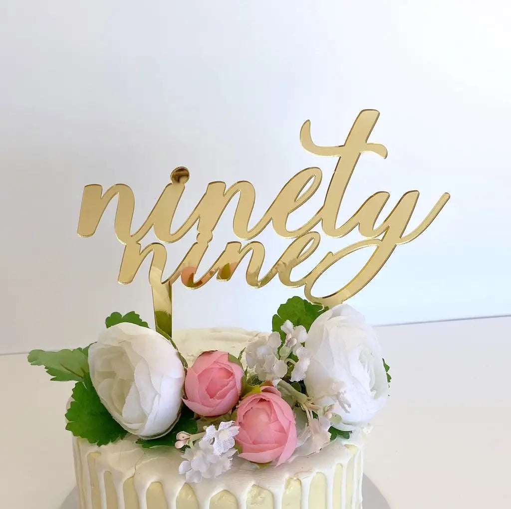 Acrylic Gold 'ninety nine' Birthday Cake Topper