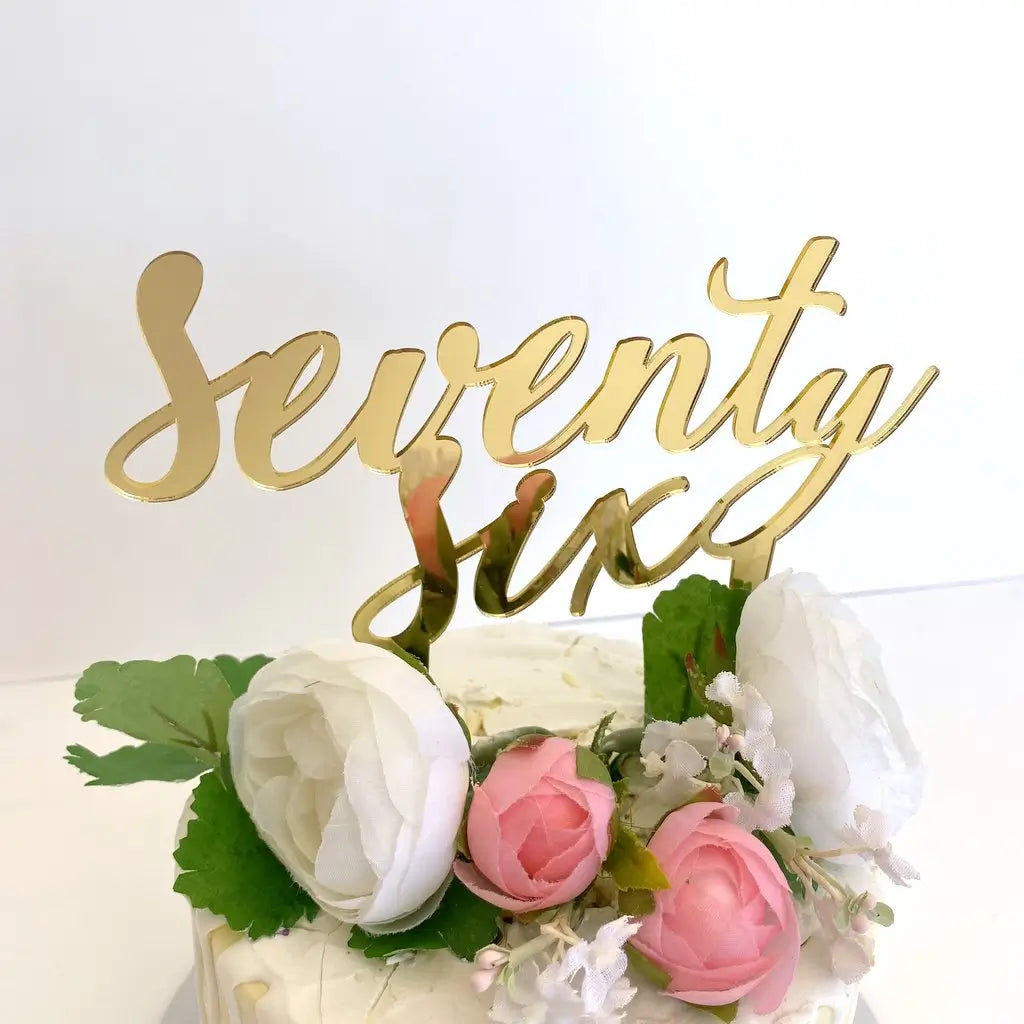 Acrylic Gold Mirror 'seventy six' Birthday Cake Topper