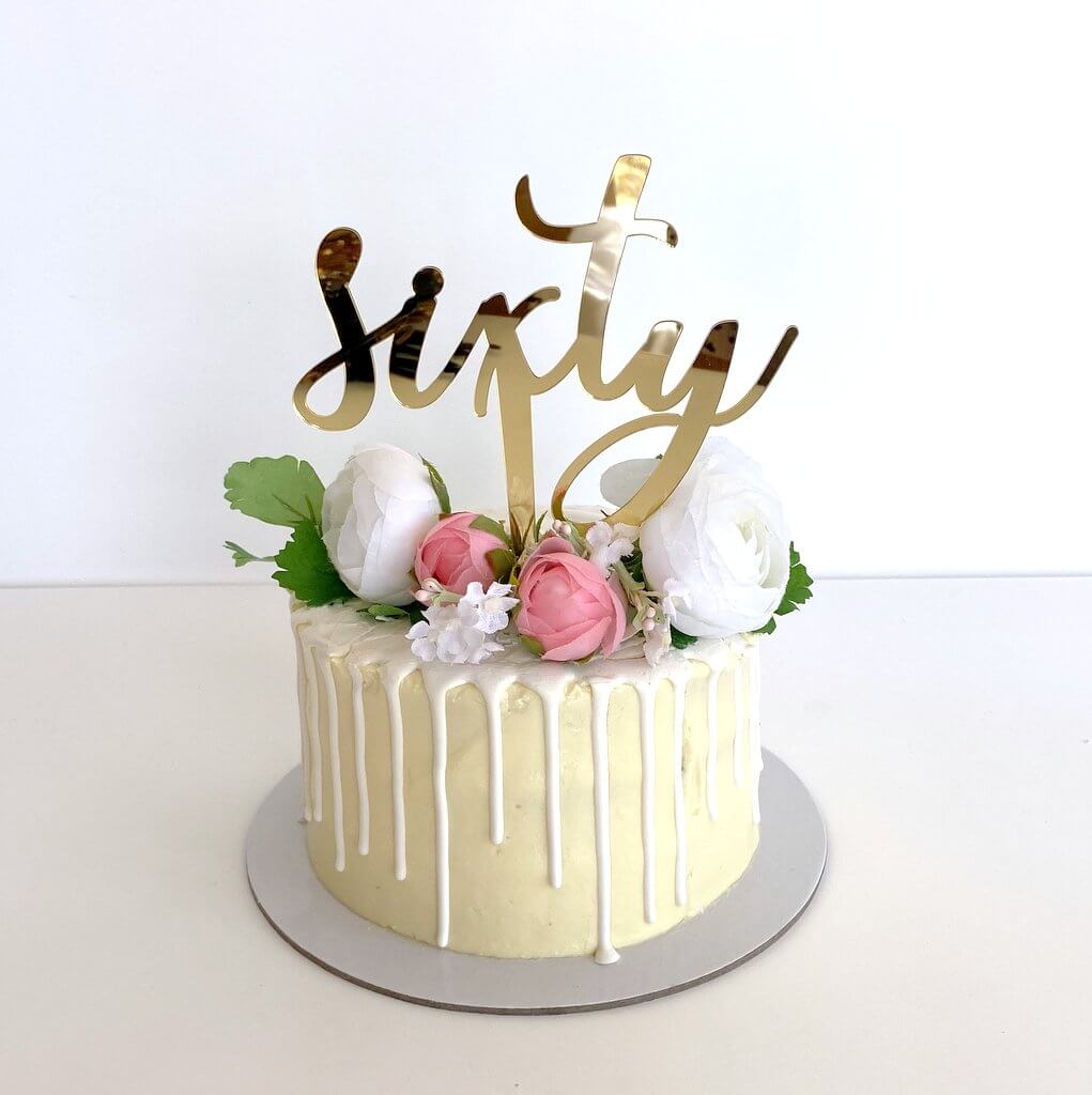 Acrylic Gold Mirror 'Sixty' Cake Topper