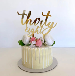 Acrylic Gold Mirror 'thirty eight' Birthday Cake Topper