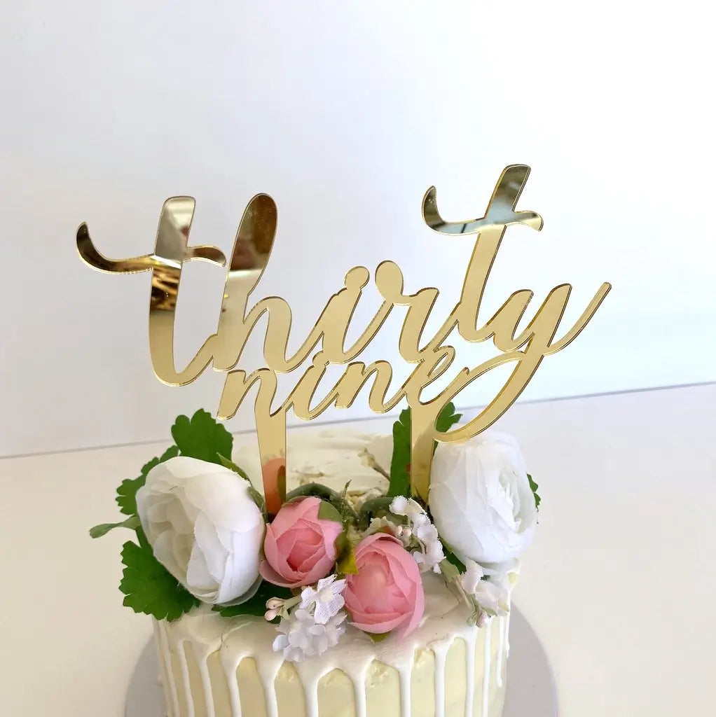 Acrylic Gold 'thirty nine' Birthday Cake Topper
