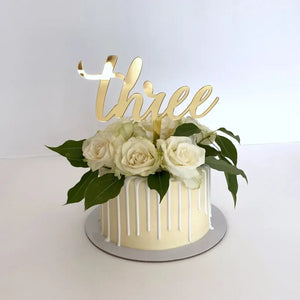 Acrylic Gold Mirror 'Three' Birthday Cake Topper