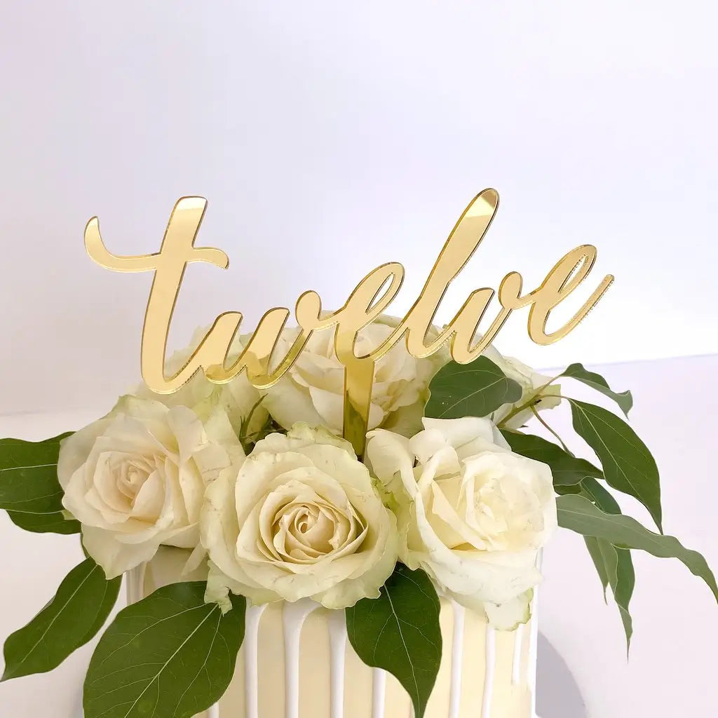 Acrylic Gold Mirror 'Twelve' birthday Cake Topper
