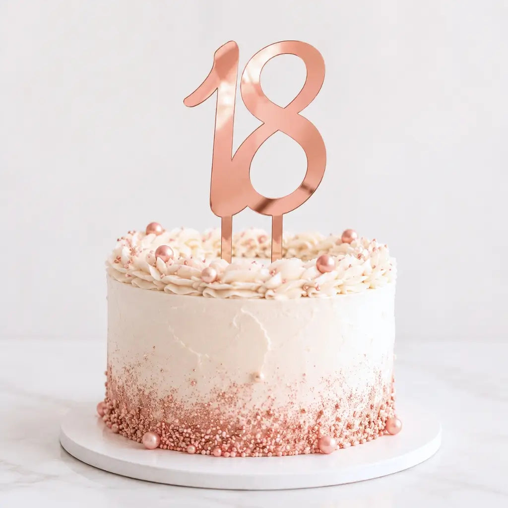 Acrylic Rose Gold Age 18 Cake Topper