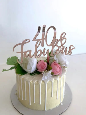 Acrylic Rose Gold Mirror 40 & Fabulous Cake Topper