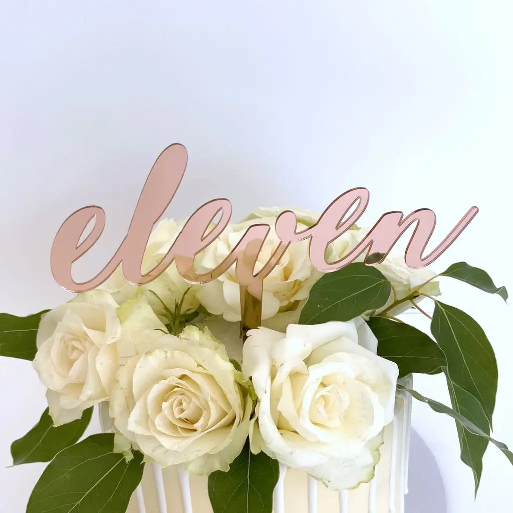 Acrylic Rose Gold Mirror 'eleven' ibirthday Cake Topper