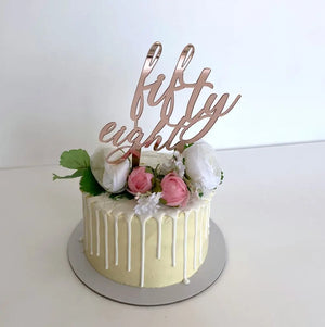 Acrylic Rose Gold 'fifty eight' Birthday Cake Topper