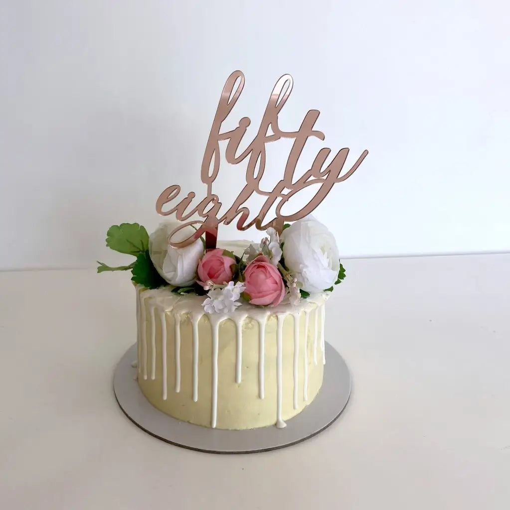Acrylic Rose Gold 'fifty eight' Birthday Cake Topper