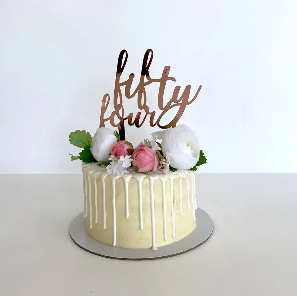 Acrylic Rose Gold 'fifty four' Birthday Cake Topper