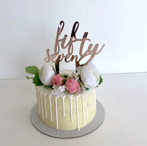 Acrylic Rose Gold 'fifty seven' Birthday Cake Topper