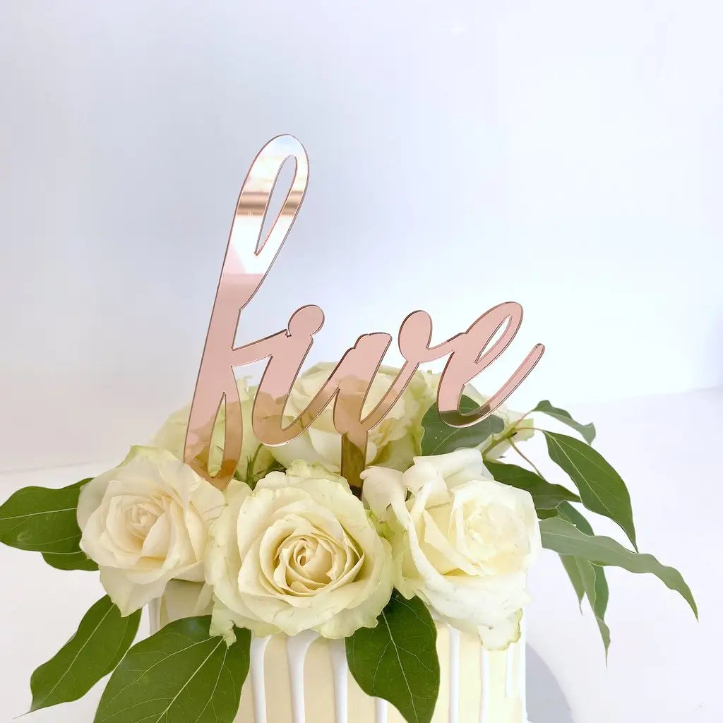 Acrylic Rose Gold Mirror 'five' Script Birthday Cake Topper