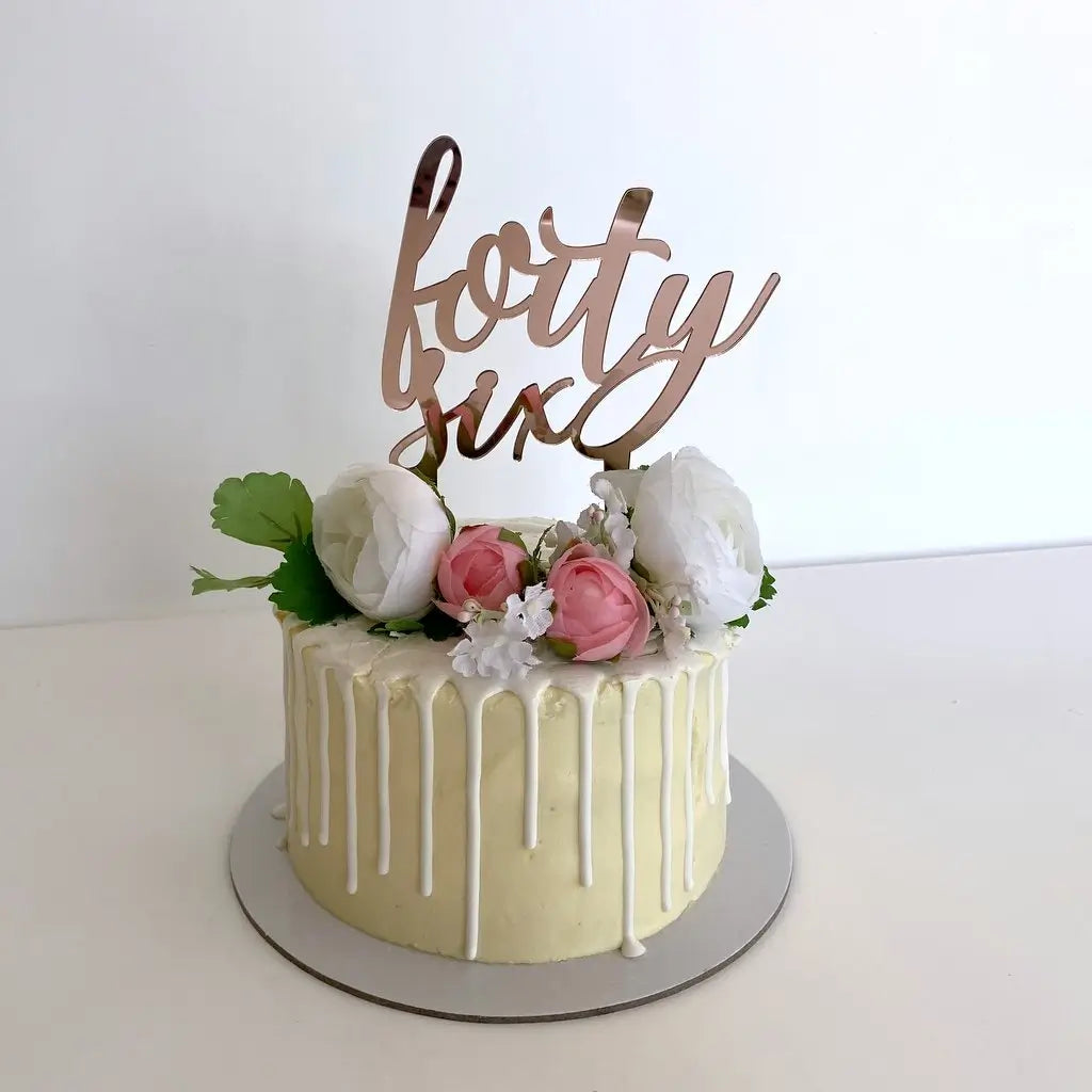 Acrylic Rose Gold 'forty six' birthday Cake Topper