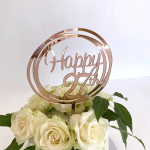 Acrylic Rose Gold 'Happy 27th' Birthday Cake Topper