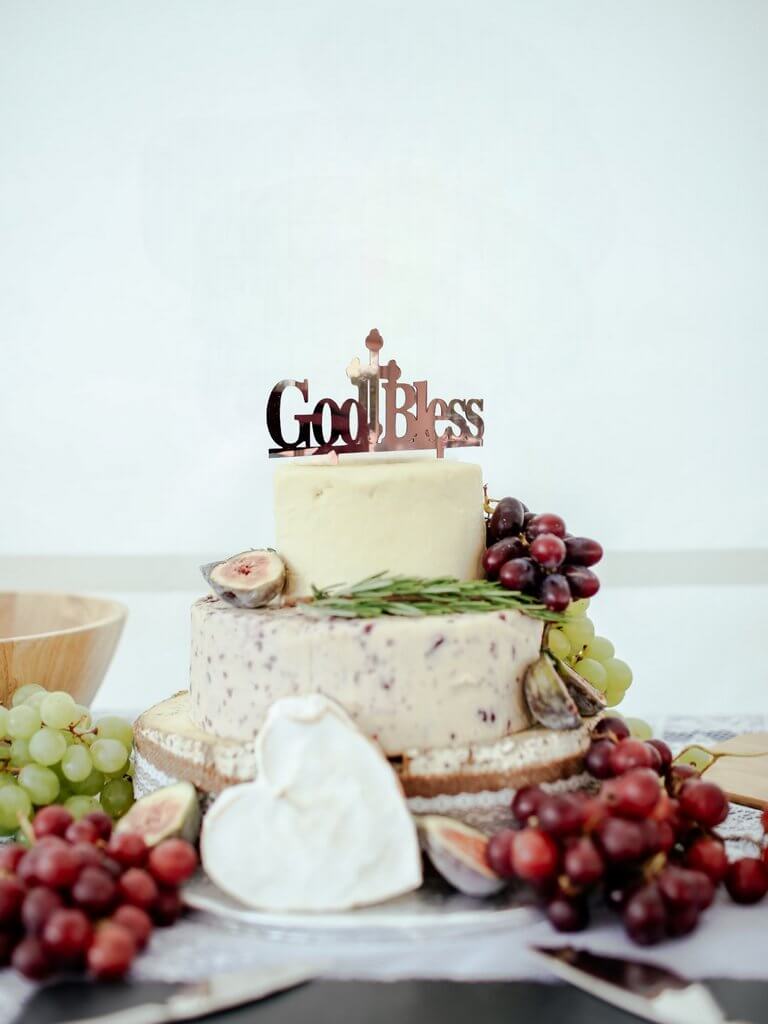 Acrylic Rose Gold Mirror God Blessed Cross Cake Topper - Christening / Baptism / Baby Shower Cake Decorations