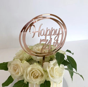 Acrylic Rose Gold 'Happy 74th' Birthday Cake Topper